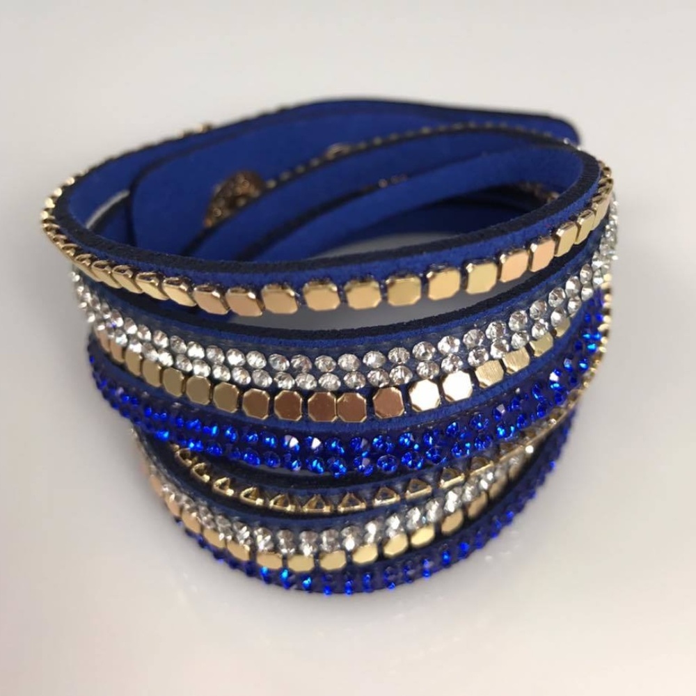 Royal blue crystal gold wrap Braclet